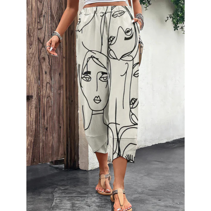 Lässige Damen Sommerhose mit weitem Bein & Elastikbund – Yara