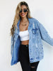Wasserfeste & Gefütterte Oversized Damen Jeansjacke mit Kapuze – Talia