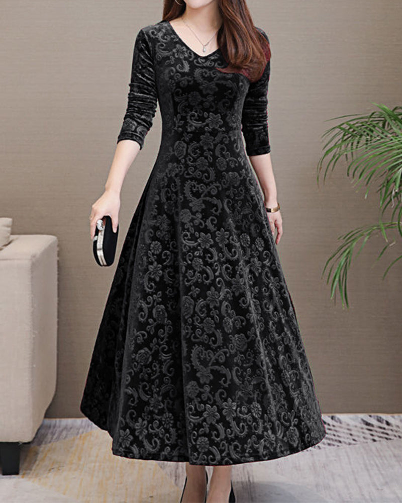 Damen Midikleid mit A-Linie & V-Ausschnitt – Amara