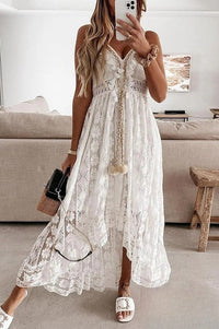 White Lace Fringe Dress - Élodie