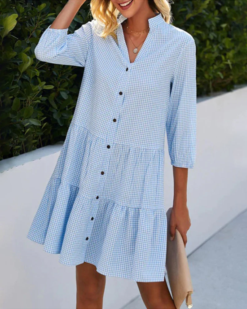 Leichte Sommerkleid Damen aus Baumwolle mit V-Ausschnitt – Nayana