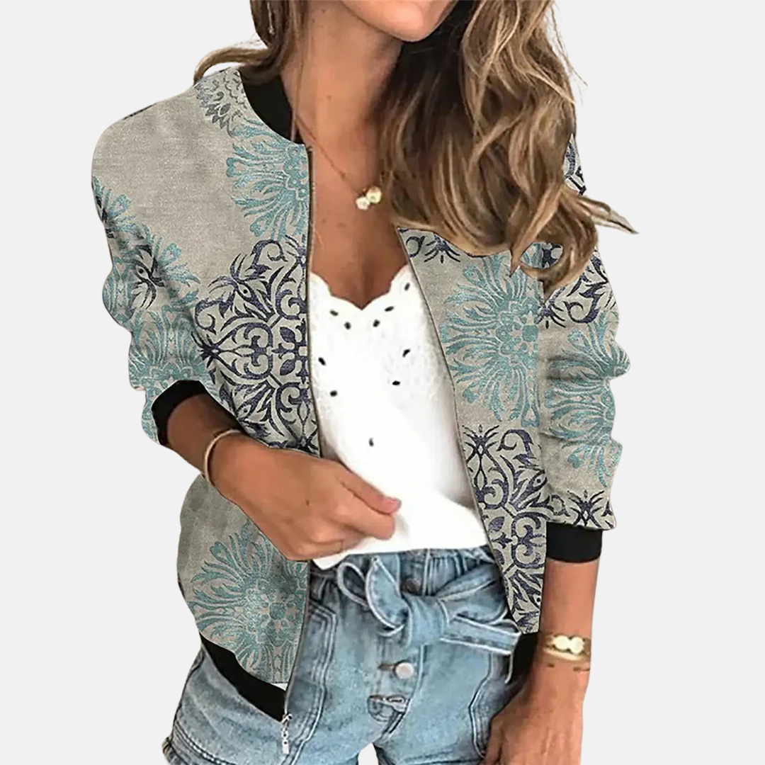 Damen Retro Bomberjacke mit Print – Zoë
