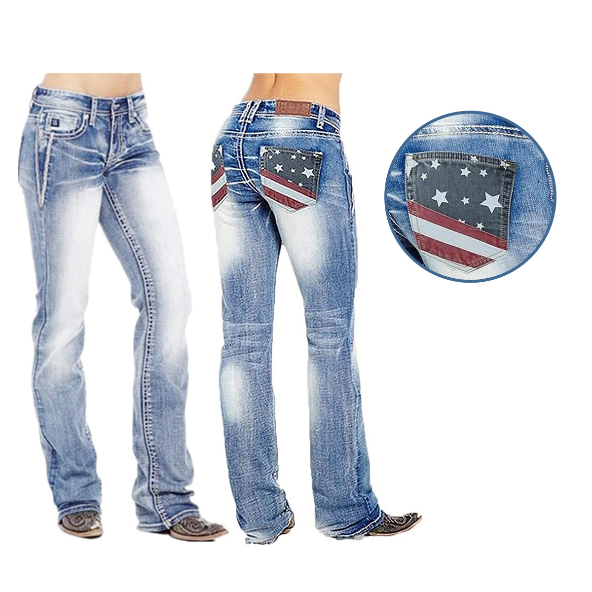 Damen-Bootcut-Jeans mit Flaggen-Details – Madison