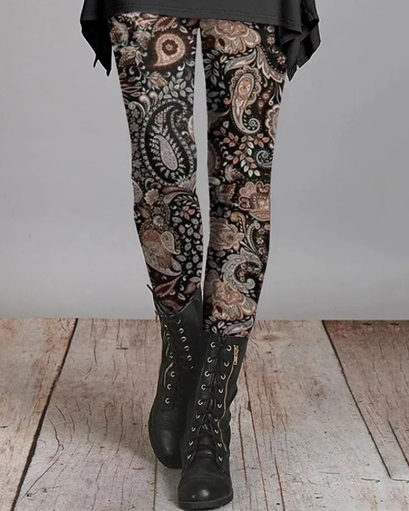 Bohemian Retro Leggings with Ethnic Prints – Ziva