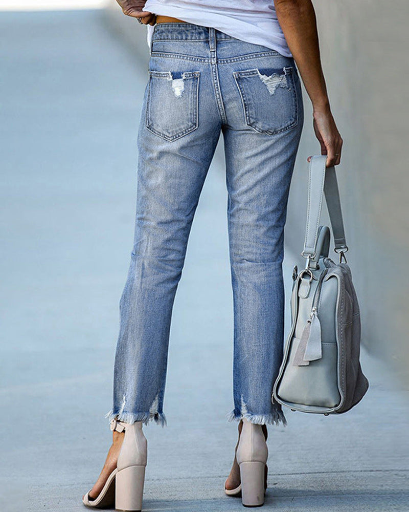 Damen-Slim-Fit-Jeans mit Rissen – Liora