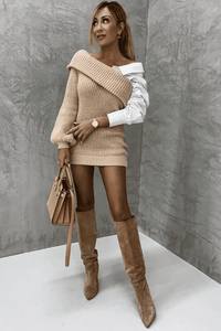 Damen Strickkleid mit angenähtem Hemd – Elodie