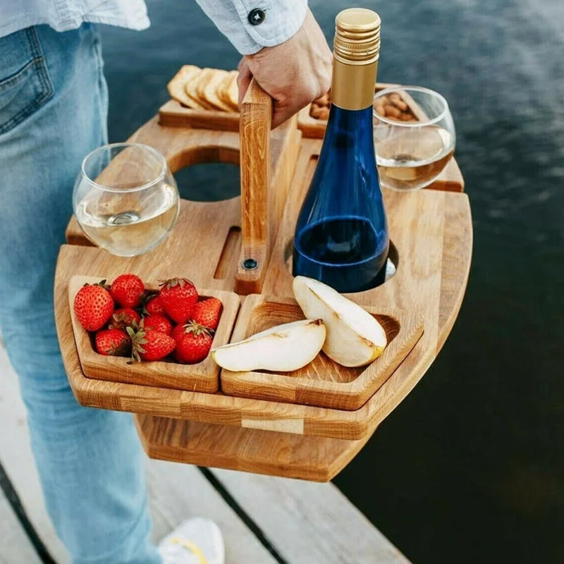Tragbarer Holz-Picknick-Weintisch – WineNest