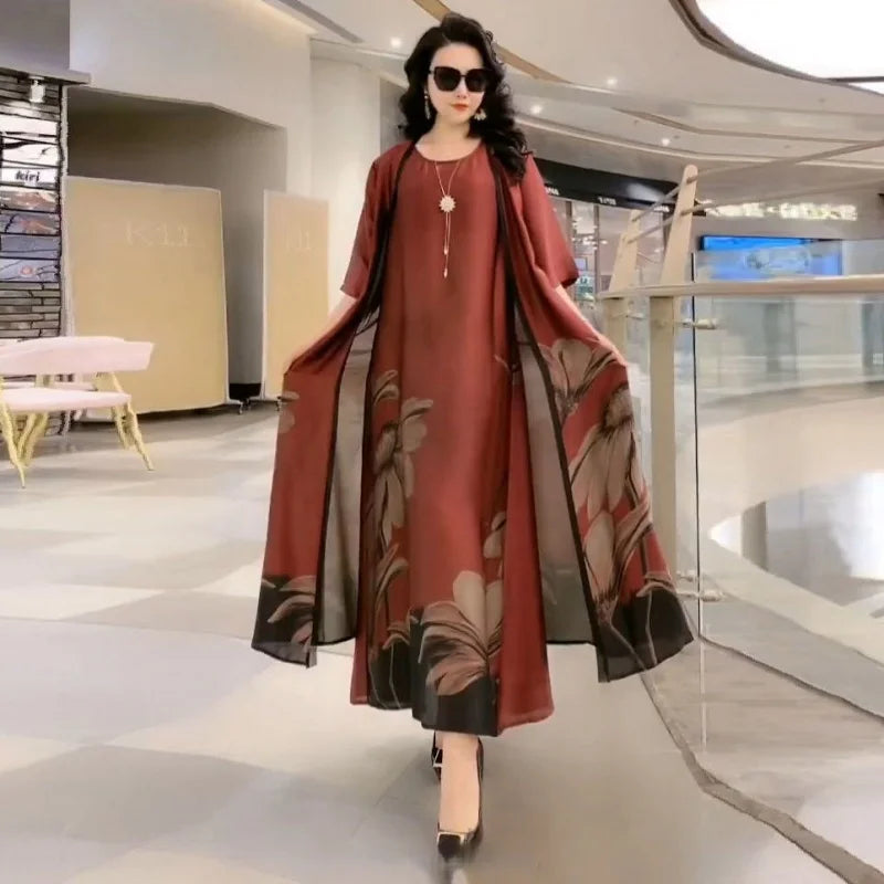 Damen Maxikleid mit geradem Schnitt und langen Ärmeln – Yara