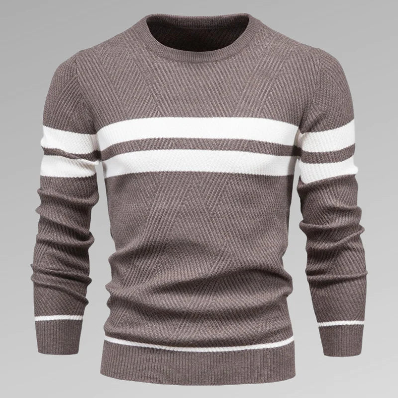 Herren Gestreifter Strickpullover mit Rundhalsausschnitt – Fabio