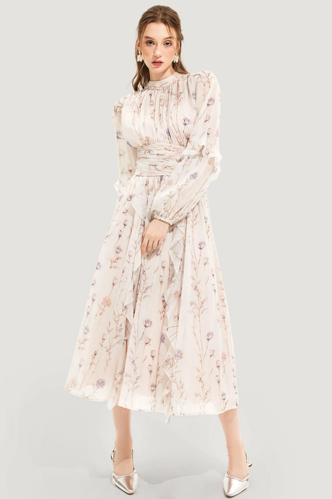 Sommerkleid mit Blumenmuster und Faltenrock – Alina
