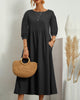 Damen Midikleid mit Rundhalsausschnitt & Laternenärmeln – Selina