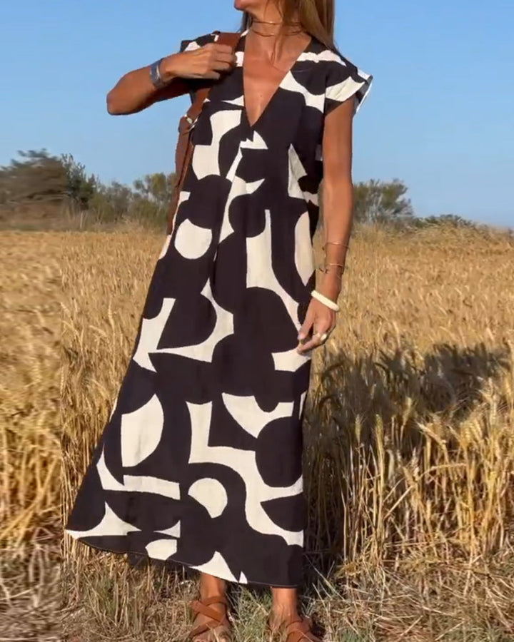 V-neck Maxi Dress with Print - Bella