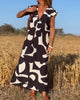 V-Hals Maxi Kleid mit Print - Bella