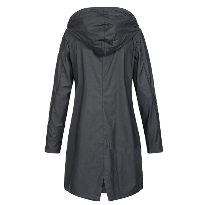 Damen Herbstmantel lang mit hohem Kragen & Knopf-Riegel – Leandra