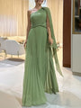 Trendy Ein-Schulter Maxikleid mit Plisseefalten – Mirella