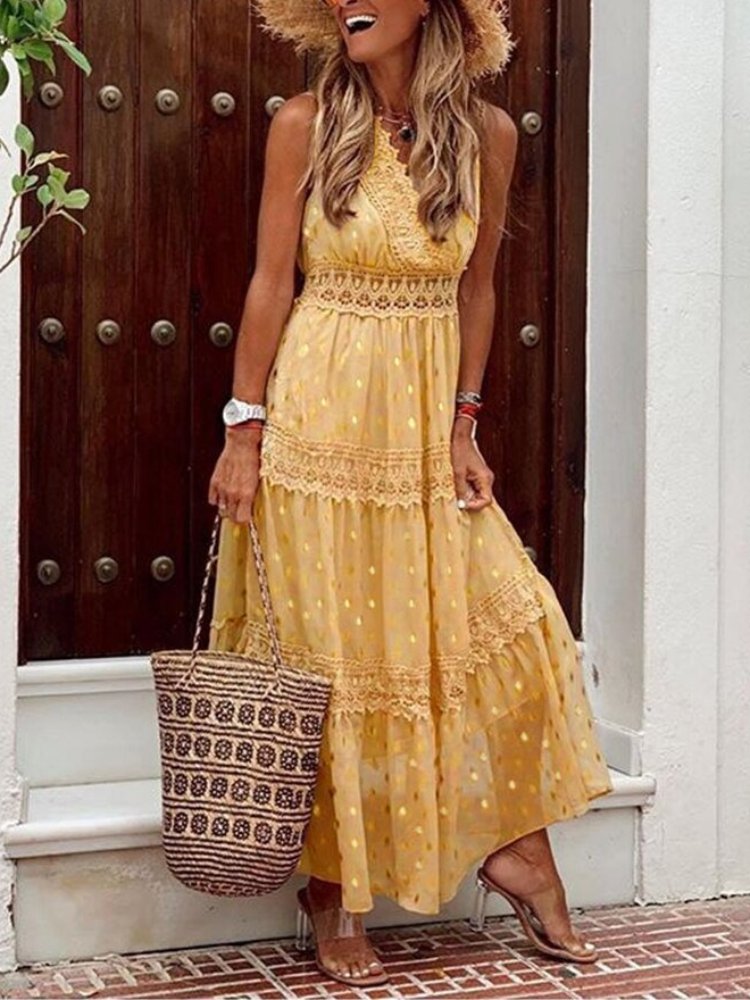 Luftiges Boho Sommerkleid im Ibiza-Stil mit V-Ausschnitt – Niva