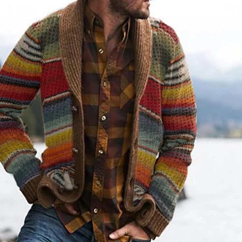 Gestreifte Herren Strickjacke im modernen Design – Deshon