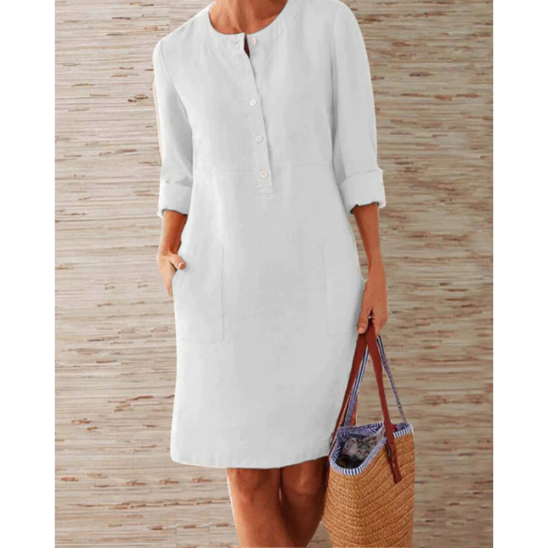 Stilvolles Damen Freizeitkleid mit Taschen & Rundhalsausschnitt – Niva