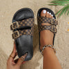 Verstellbare Sandalen mit Schwarz-Braunem Muster – Noëla