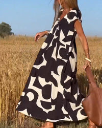 V-neck Maxi Dress with Print - Bella