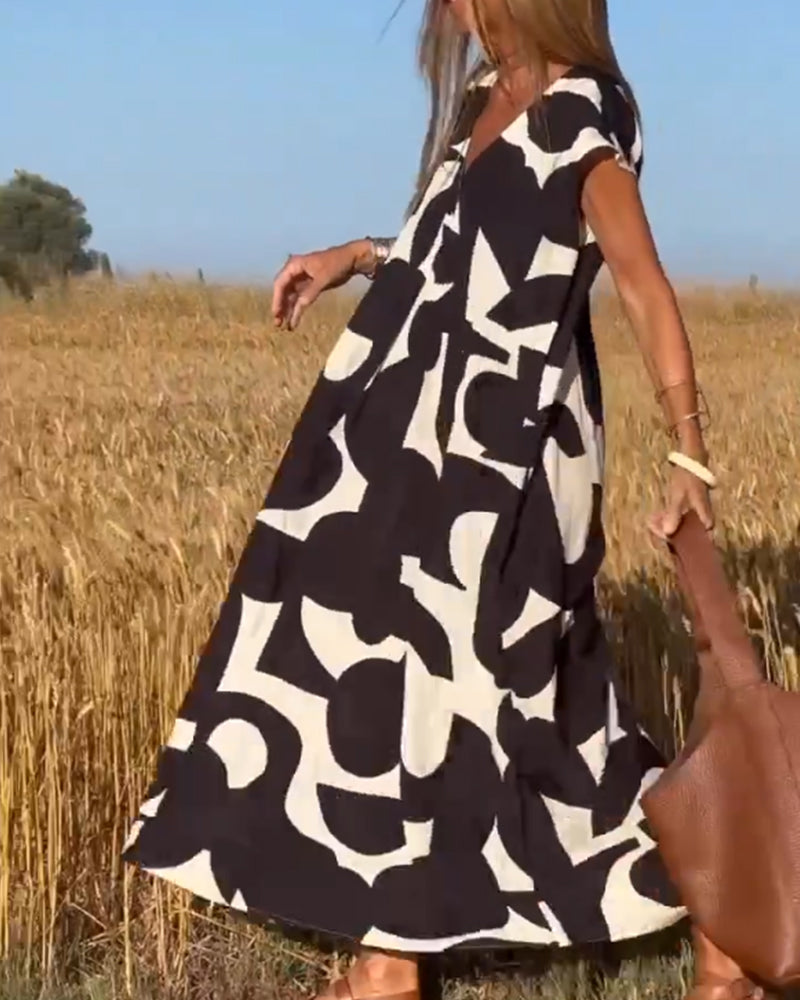 V-neck Maxi Dress with Print - Bella