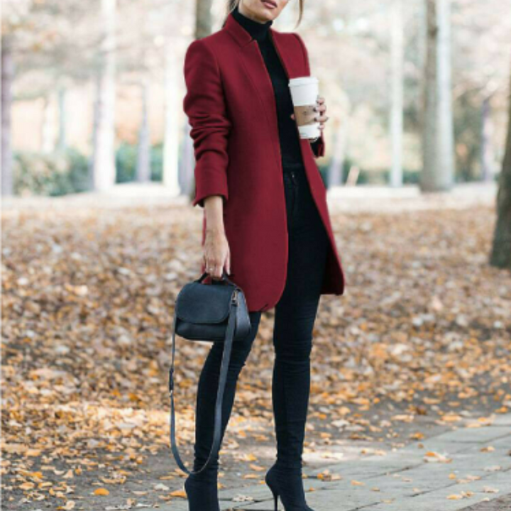 Damen Stehkragen Wintermantel mit zeitlosem Design – Reginel