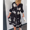 Trendiges Kleid mit Blumenmuster und 3/4-Ärmeln – Elin