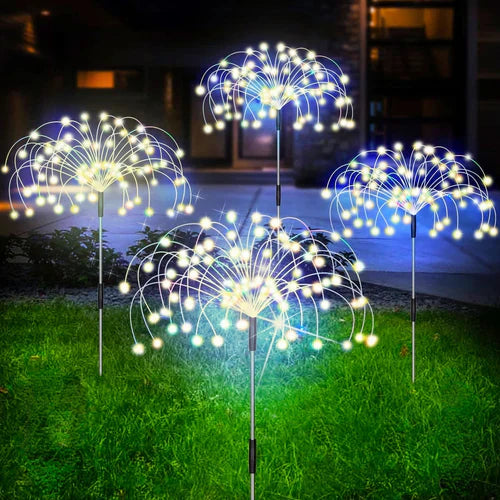 Waterproof Solar Garden Lamp with Fireworks Effect – SparkGlow