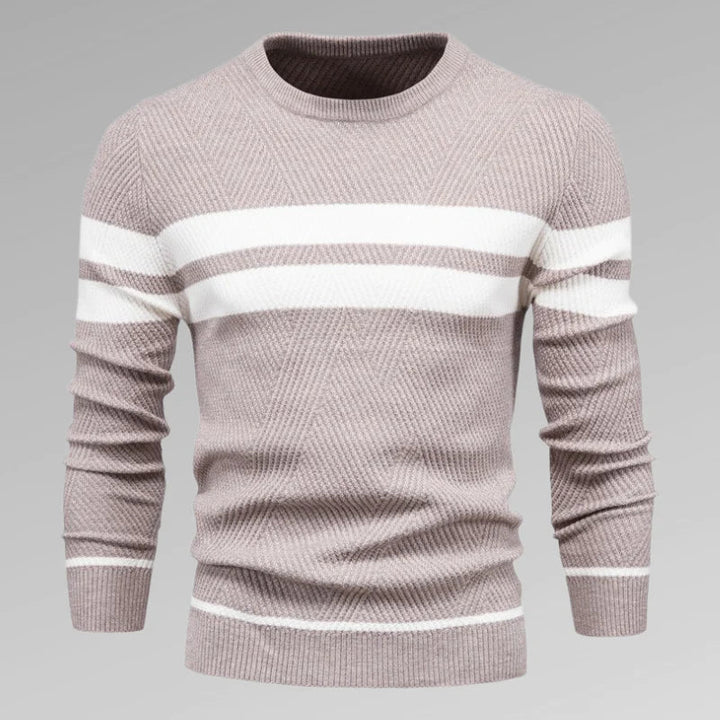 Herren Gestreifter Strickpullover mit Rundhalsausschnitt – Fabio