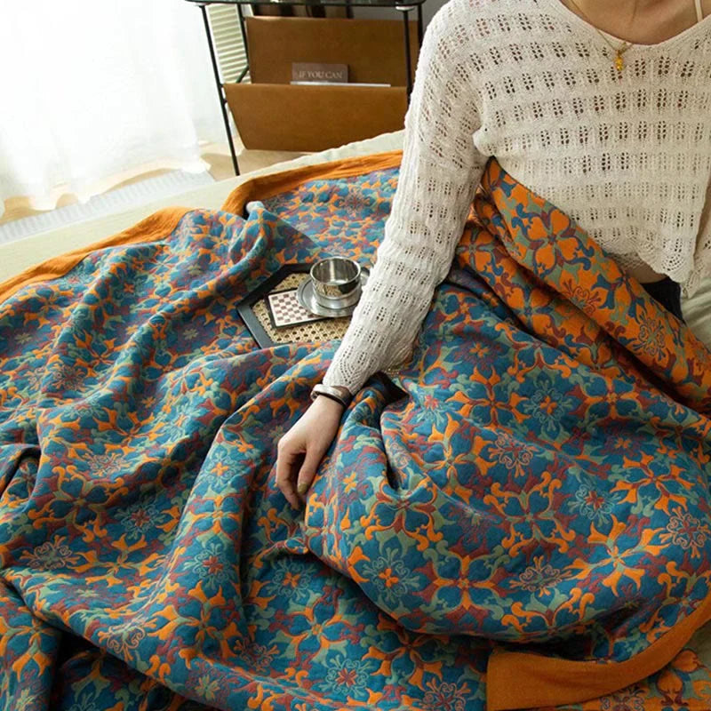 Baumwoll-Quilt mit blauem Muster – Florencia