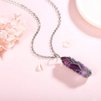 Stilvolle Kristall- und Lebensbaum-Edelsteinkette – Elara