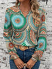 Damen Bluse mit Blumenmuster & V-Ausschnitt für Frühling & Herbst – Selina