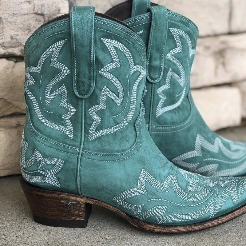 Bestickte Cowboystiefeletten aus Leder – Dakota Herbstedition