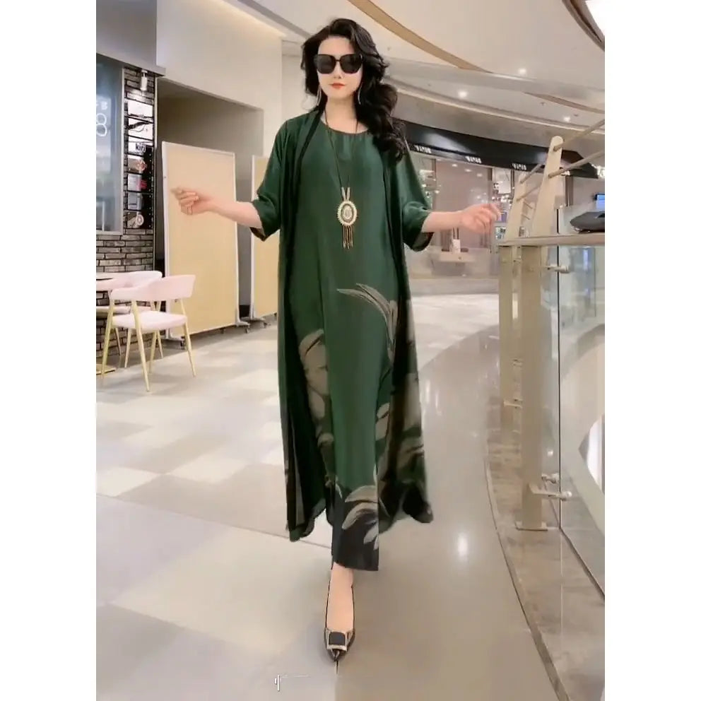 Damen Maxikleid mit geradem Schnitt und langen Ärmeln – Yara