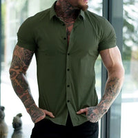 Strak Stretch Men's Shirt with Short Sleeves - Luca