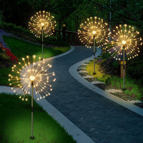 Waterproof Solar Garden Lamp with Fireworks Effect – SparkGlow