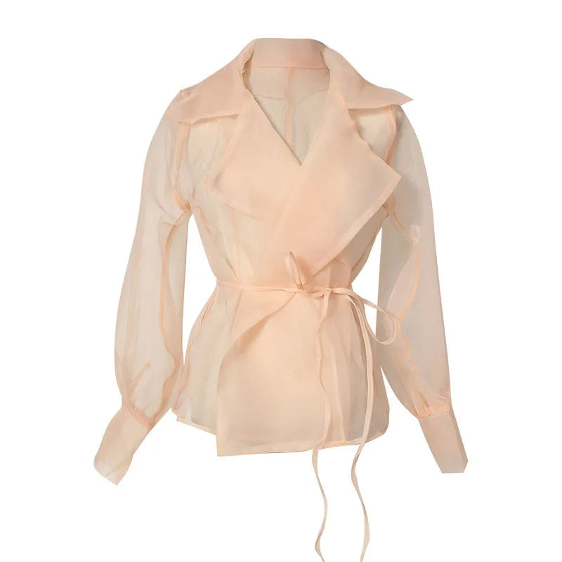 Two-piece chiffon summer outfit with belt and skirt – Maurelle