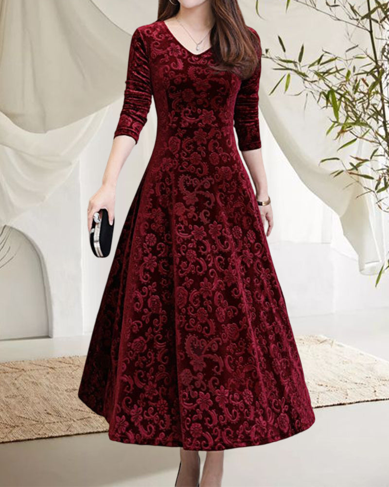 Damen Midikleid mit A-Linie & V-Ausschnitt – Amara