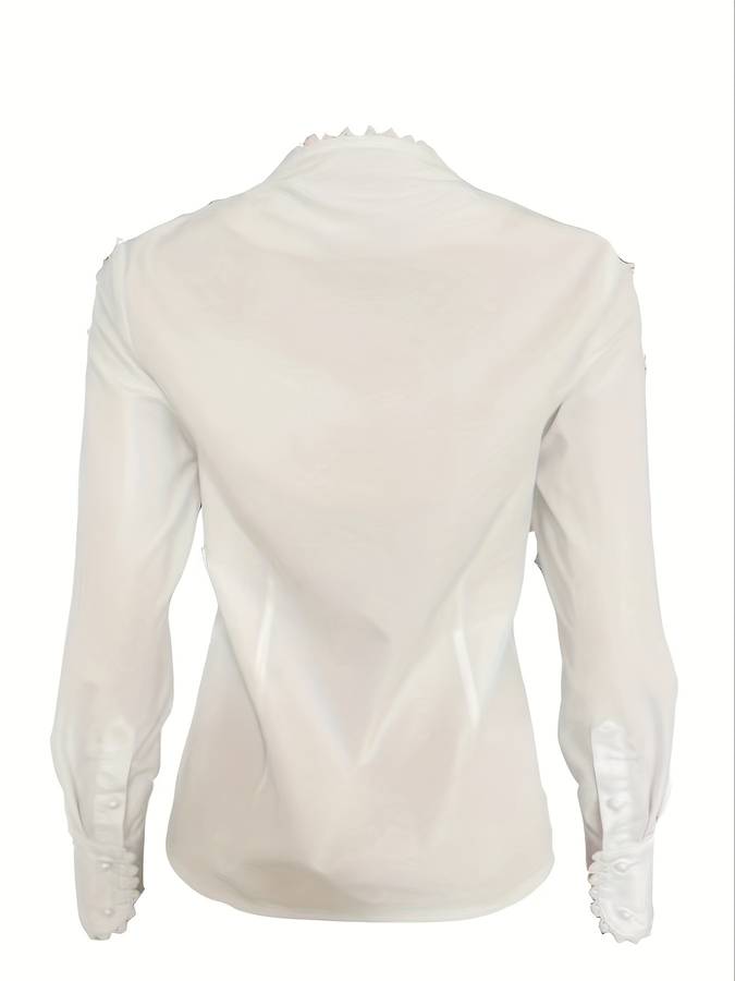 Chic white women's blouse with golden buttons – Isalie
