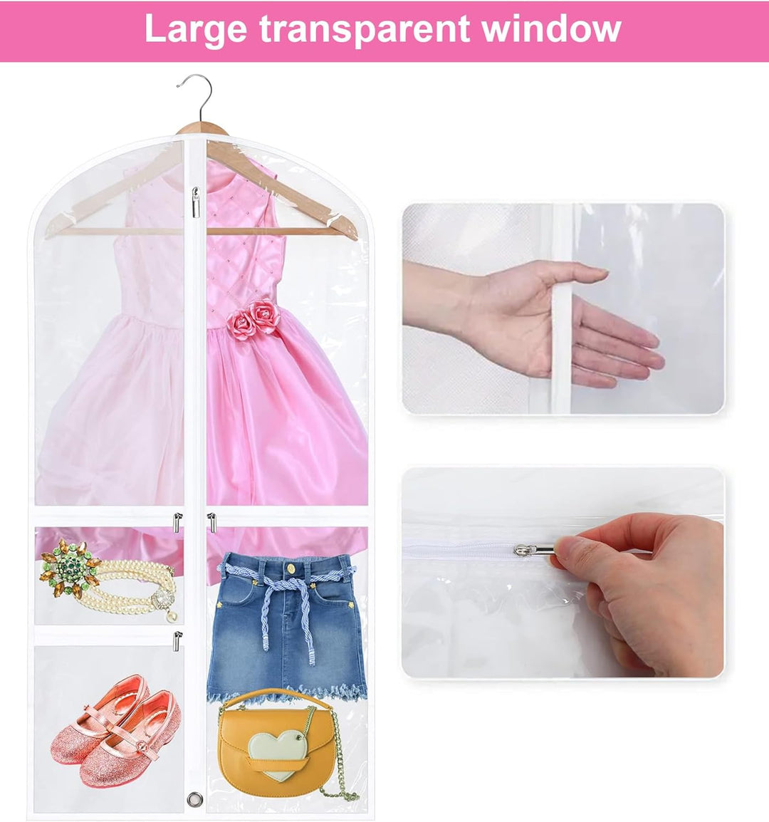Faltbare Herbst-Tanz-Kleidersäcke mit Reißverschluss-Zubehörtaschen – 5er-Pack (1+1 GRATIS)
