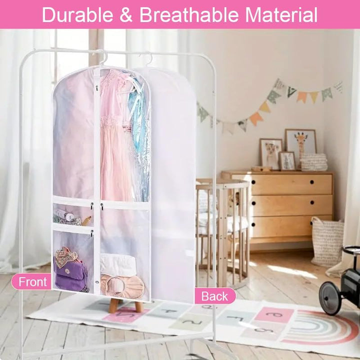 Faltbare Herbst-Tanz-Kleidersäcke mit Reißverschluss-Zubehörtaschen – 5er-Pack (1+1 GRATIS)