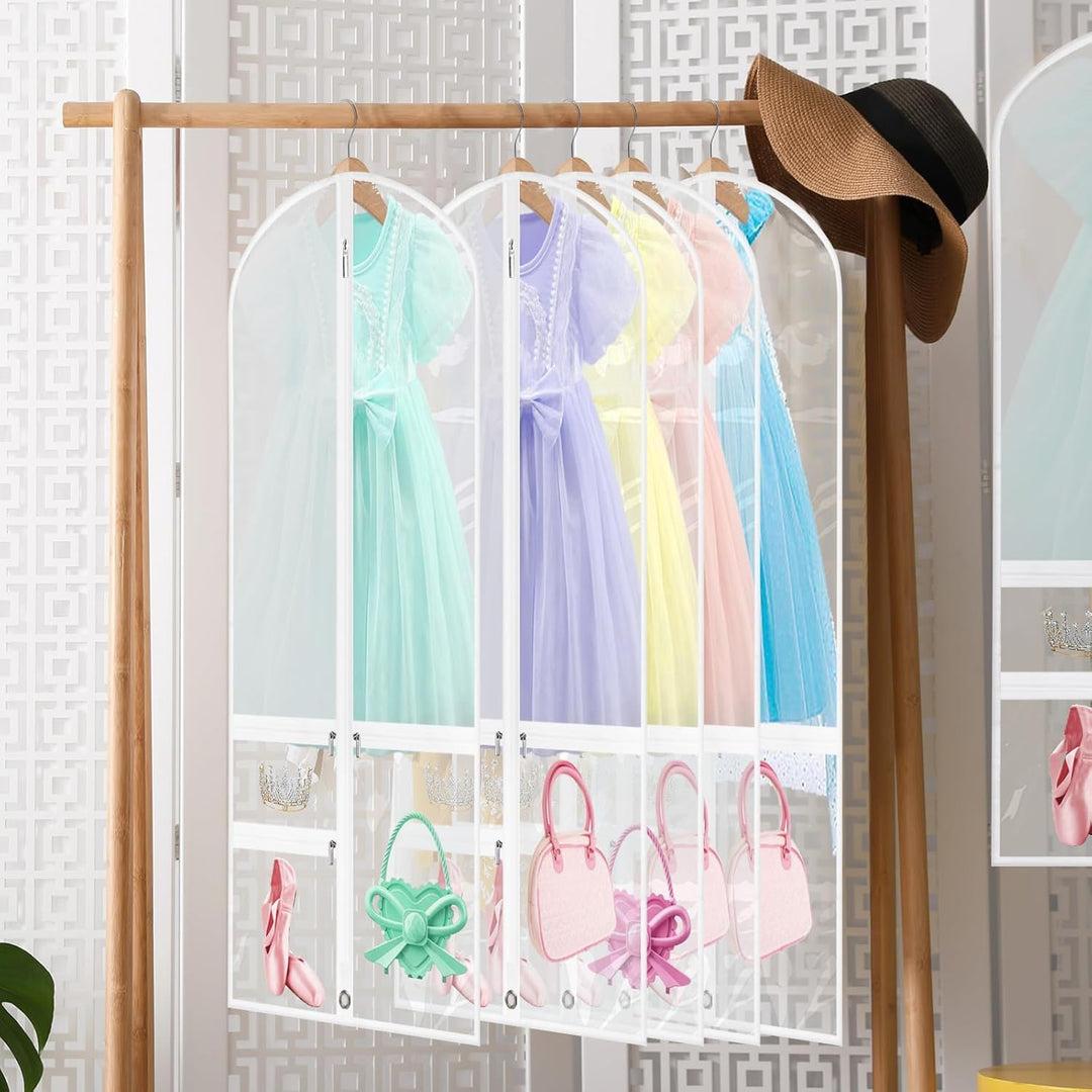 Faltbare Herbst-Tanz-Kleidersäcke mit Reißverschluss-Zubehörtaschen – 5er-Pack (1+1 GRATIS)