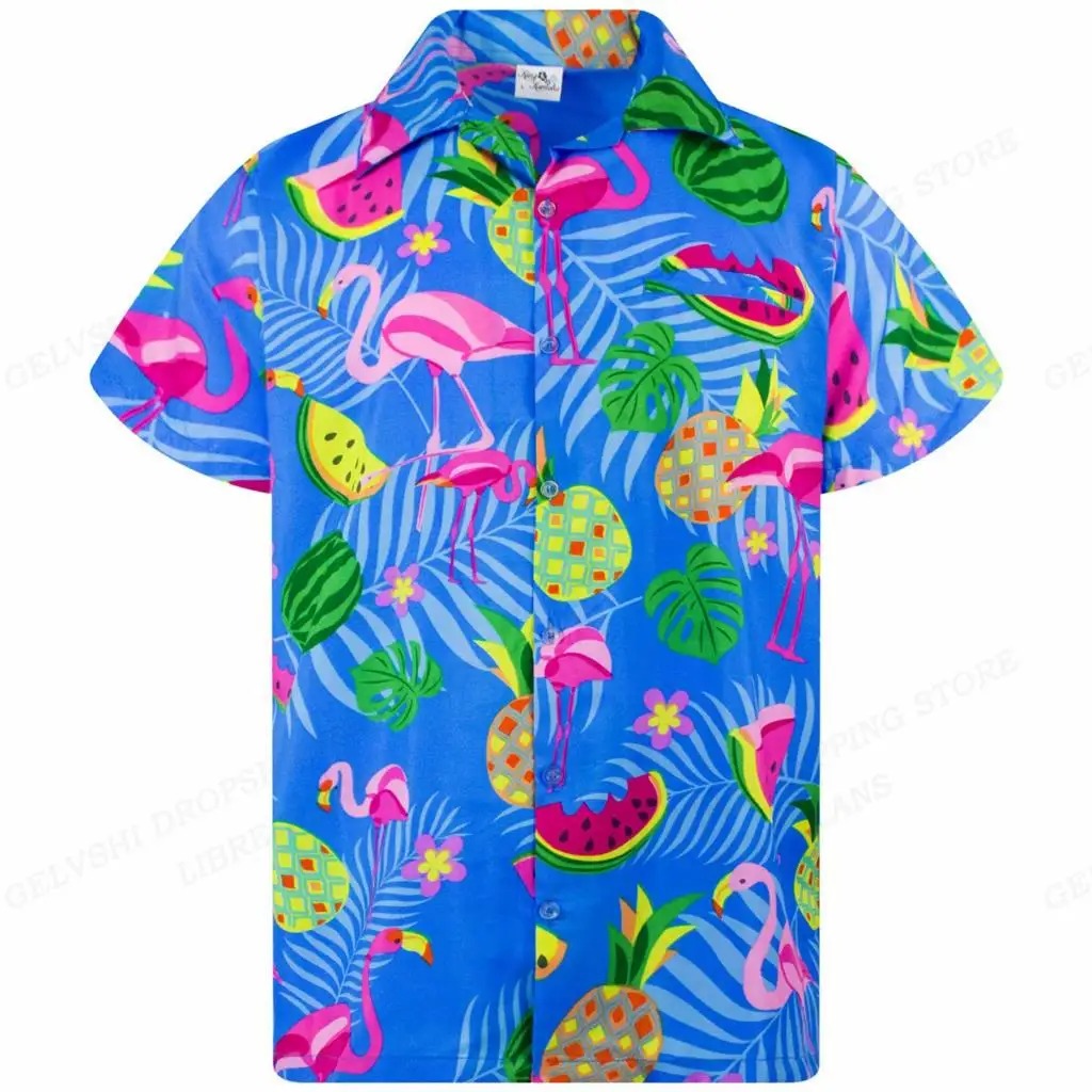 Tropisches 3D Flamingo Hemd – Kai