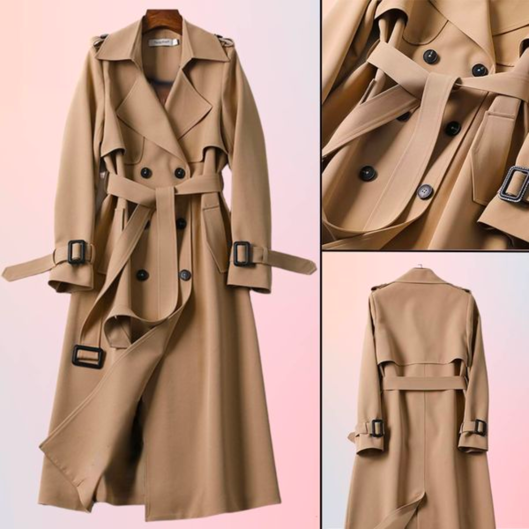 Eleganter Damen-Trenchcoat mit Doppelknöpfen – Celina