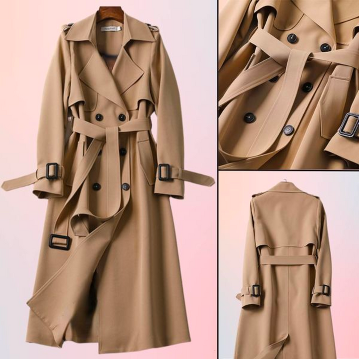 Eleganter Damen-Trenchcoat mit Doppelknöpfen – Celina