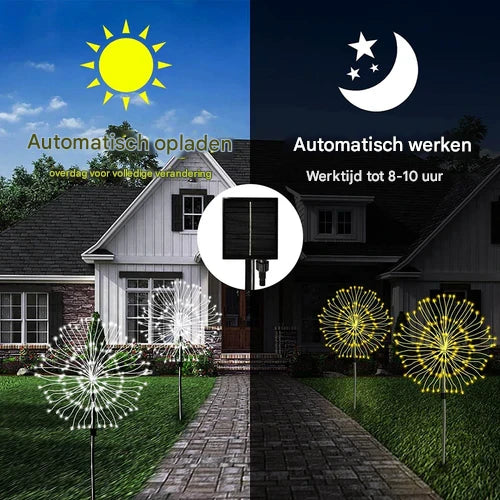 Waterproof Solar Garden Lamp with Fireworks Effect – SparkGlow