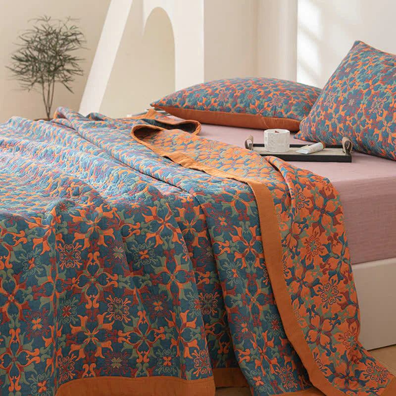 Baumwoll-Quilt mit blauem Muster – Florencia
