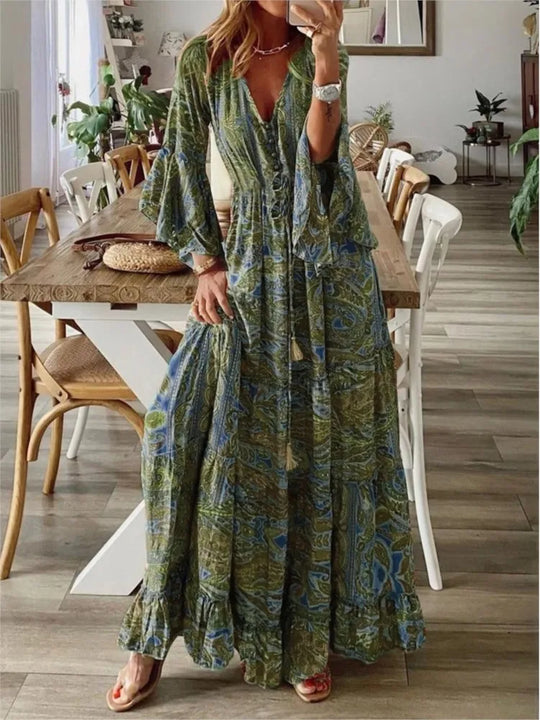 Boho Maxikleid mit fließender Passform & Details – 1+1 GRATIS – Amira