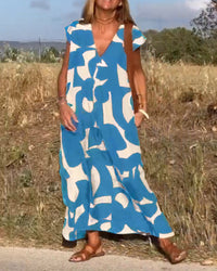 V-neck Maxi Dress with Print - Bella