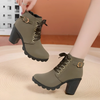Damen Schnürstiefeletten mit Absatz und dicker Sohle – Yeda